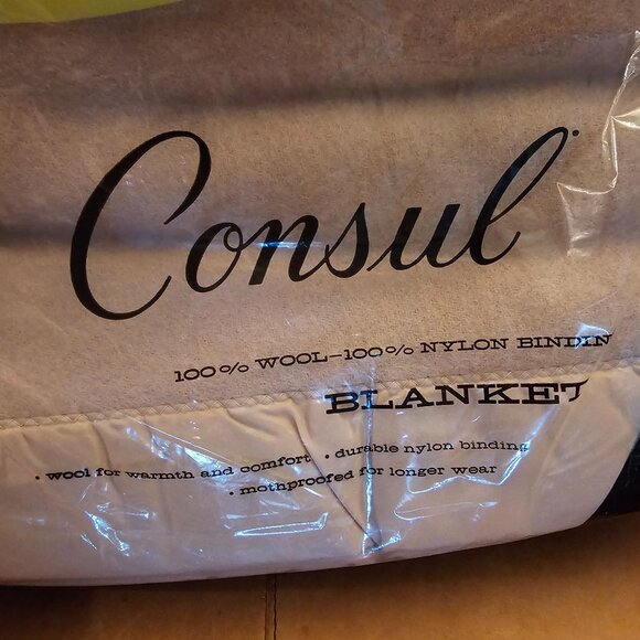 Vintage Consul 100% Wool Blanket, 80x90 Size, Beige, Original Packaging - Picture 3 of 14